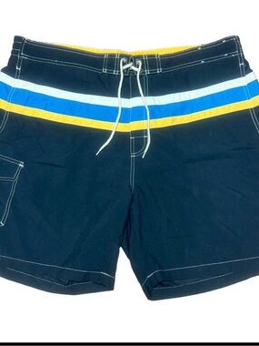 Caribbean Joe Swim Shorts with Blue and Yellow Stripes XL